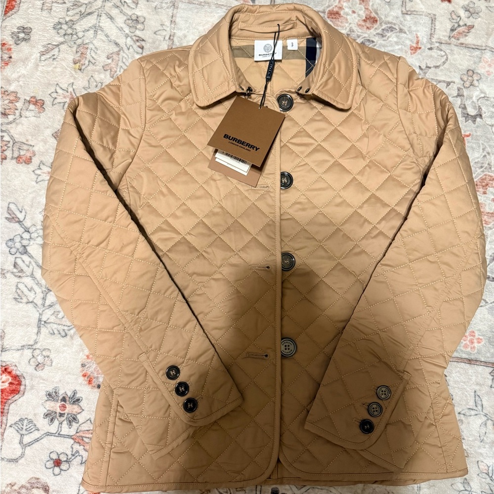 Burberry Beige Quilted Jacket womens small NWT